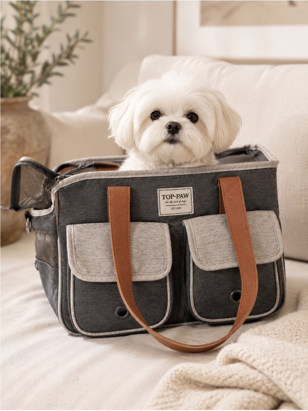 Top Paw Animal Carrier Dog Cat Soft Sided Tote Bag Storage
